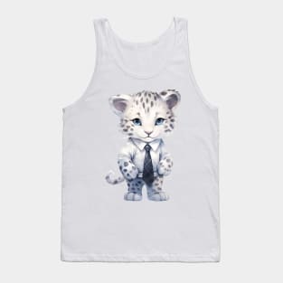 Snow Leopard Wearing a Tie Tank Top